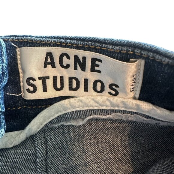 Acne Studios Skin Used Blue Skinny Jeans Dark Wash Zip Back Size 25 Women's - Picture 11 of 12